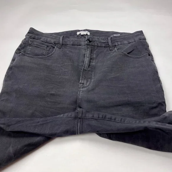 Good American Good Waist Crop Raw Edge Jeans Women 18 Stretch Cotton‎ High Rise